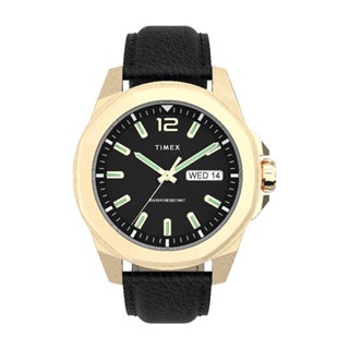 Timex TW2U82100 Essex Avenue นาฬิกาข้อมือผู้ชาย สายหนัง สีดำ หน้าปัด 44 มม.