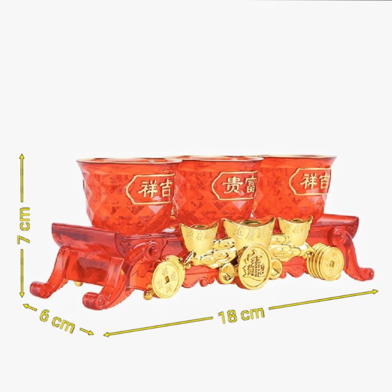 ชุดน้ำชาไหว้เจ้า แก้วน้ำ ถาดถวายพระ ถ้วยน้ำชา3ใบ5ใบพร้อมฐาน งานอคิลิกเกรดA ใช้ดีทนทานไม่แตก  供杯茶杯茶具 - รูปที่ 6