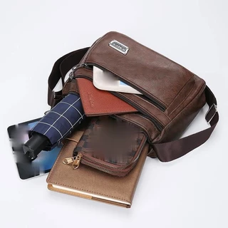 (w236)กระเป๋าสะพายข้างผู้ชาย ช่องซิปเยอะ งานหนังเรียบๆดูดี vgetbag