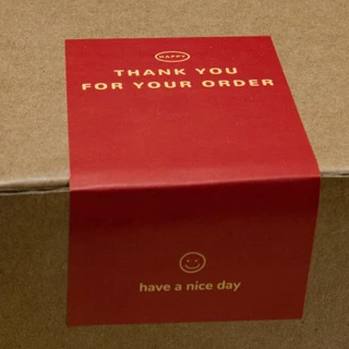 สติกเกอร์ฉลาก Thank You For Your Order มีกาวในตัว 5x10 ซม. สีแดง สําหรับติดตกแต่งบรรจุภัณฑ์ 50 ชิ้น ต่อแพ็ค