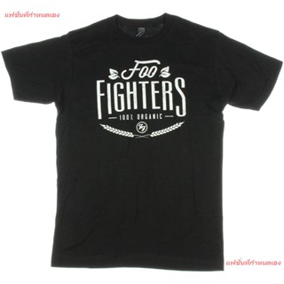 เสื้อยืดพิมพ์ลายแฟชั่น Foo Fighters 100% Organic Logo T-Shirt (Large) Foo Fighters ฟูไฟเตอส์ วงร็อค เสื้อยืดผู้หญิง เสื้