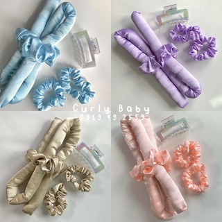 Thanh uốn tóc không nhiệt chất liệu lụa TẶNG KẸP GẮP & 3 SCRUNCHIES