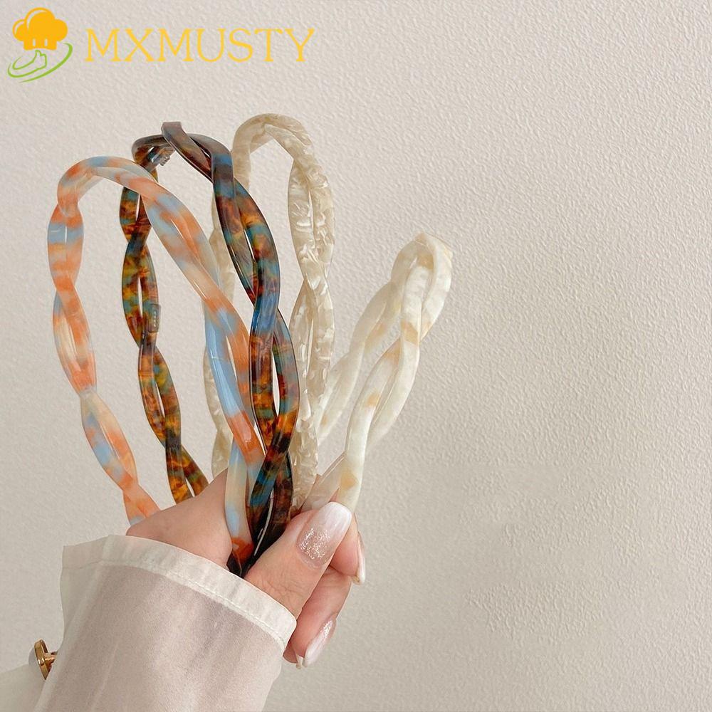 Mxmusty ที่คาดผม แบบไขว้ เรียบง่าย วินเทจ กรดอะซิติก กิ๊บติดผม ผู้หญิง ล้างหน้า ที่คาดผม เครื่องประดับผมหญิง