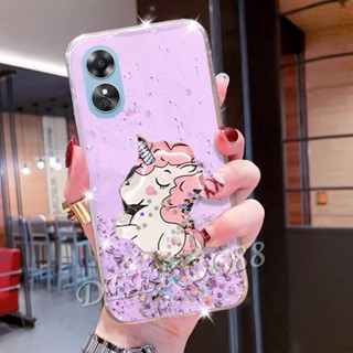 ใหม่ เคสโทรศัพท์มือถือ TPU ลายการ์ตูนยูนิคอร์นน่ารัก วิบวับ พร้อมขาตั้ง สําหรับ OPPO Reno8 T 5G 4G 2023 Reno 8 8T Reno8T