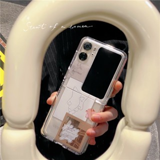 เคสโทรศัพท์มือถือ แบบแข็ง ป้องกันกระแทก สีโปร่งใส สําหรับ Oppo Find N2 Flip Angel