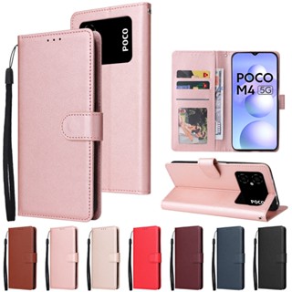 เคสโทรศัพท์มือถือหนัง PU ฝาพับ กันกระแทก พร้อมช่องใส่บัตรเครดิต สําหรับ Xiaomi POCO X5 Pro M5S M5 M4 M3 Pro 5G 4G