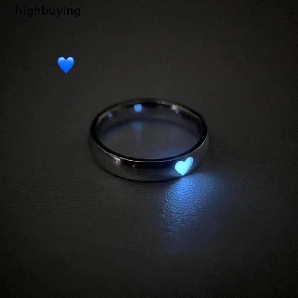[highbuying] แฟชั่น สีฟ้า สีชมพู หัวใจ ส่องสว่าง คู่รัก แหวนแฟชั่น เครื่องประดับคู่ ปรับได้ เปิด แหวน ปรับได้ เครื่องประดับ ของขวัญ สินค้าใหม่