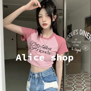 Alice  เสื้อแขนสั้น Y2Kเสื้อยืด วินเทจแฟชั่น 2023 ใหม่  รุ่นใหม่ Beautiful High quality สวย A29J0F9 36Z230909