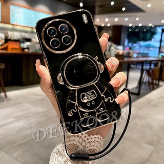 เคสโทรศัพท์มือถือนิ่ม ลายการ์ตูนนักบินอวกาศน่ารัก 3D ด้านหลัง สีดํา สําหรับ VIVO X90 Pro IQOO 11 Y02 Y22 Y22S Y35 V25 Pro 5G V25e 4G 5G VIVOX90