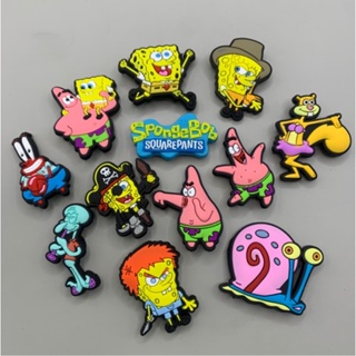 Jibbitz หัวเข็มขัดพลาสติก PVC แบบนิ่ม ลายการ์ตูน Spongebob Series Crocs น่ารัก สําหรับตกแต่งรองเท้าเด็ก