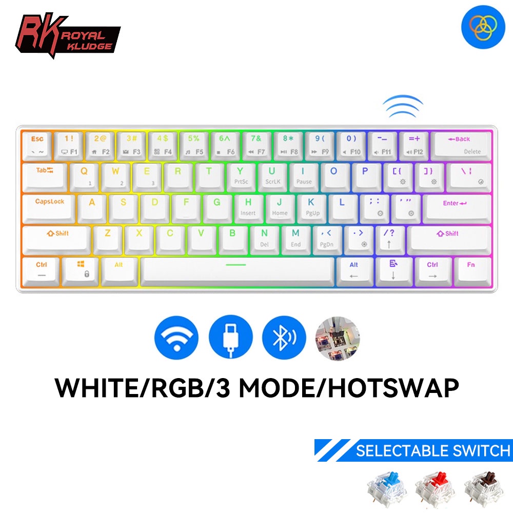 สั่งซื้อล่วงหน้า 30 วัน RK61 3.0 Kludge Royal Bluetooth & USB C Dual Mode RGB Backlit nical Keyboard