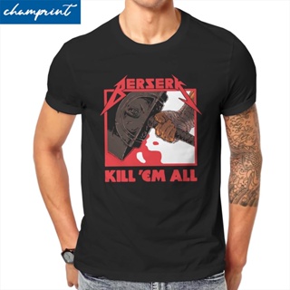 Men Berserk Metal T Shirt Black Swordsman 100% Cotton Tops Humorous Short Sleeve Round Neck Tee Shirt Printed T-Shirts
