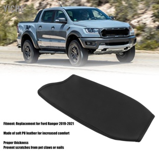 YiChe ที่เท้าแขนคอนโซลกลางกล่องหุ้มเบาะหนัง PU สีดำสำหรับ Ford Ranger 2019-2021