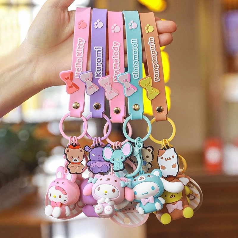 SANRIO พวงกุญแจ จี้การ์ตูน Hello Kitty Kuromi My Melody Cinnamoroll น่ารัก สําหรับห้อยกระเป๋าเป้สะพายหลัง