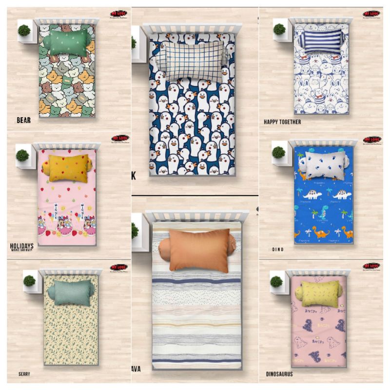 ALL NEW MYLOVE BED SHEET 120X200 1 PILLOW 1 BOLSTER