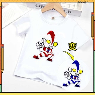 ชุดน่ารัก cos dress up2565〓 Boys Sequenant Change Short -sleeved T -shirt Thin Ultraman Top 2022 Summer Male and Gi_02