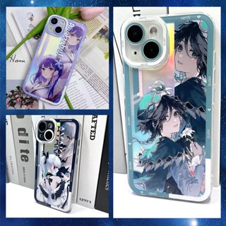 เคสโทรศัพท์มือถือแบบนิ่ม ใส กันกระแทก Genshin Impact Compatible with iPhone 13 Apple 14 Raiden Shogun/Venti/Kamisato Ayaka Angel Eyes Clear Full Wrap Phone Case Drop Proof Soft Case