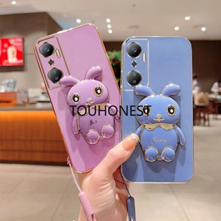 เคส INFINIX Hot 20 Play เคส infinix Hot 20S เคส infinix Hot 20i เคส infinix Hot 20 Case infinix Hot 9 play Case infinix Hot 10 Lite Case Soft Silicone Shockproof Cute Rabbit Bunny Bracket Stand Phone Case With Rope โทรศัพท์มือถือ ซิลิโคนนิ่ม กันกระแทก