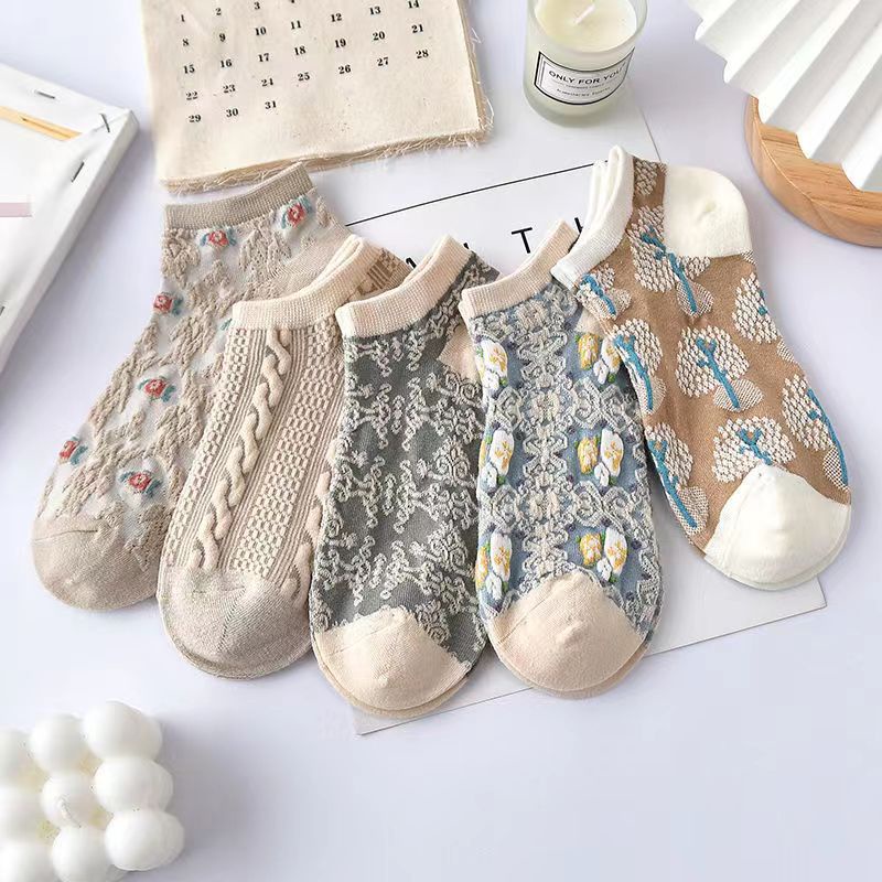 ถุงเท้าข้อสั้น แบบบาง เข้ากับทุกการแต่งกาย แฟชั่นฤดูใบไม้ผลิ และฤดูร้อน สไตล์ญี่ปุ่นเรโทร สําหรับผู้หญิง และนักเรียน - รูปที่ 6