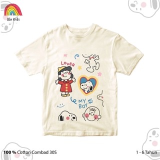 2023เสื้อยืดผ้าฝ้าย เสื้อยืดแขนสั้น พิมพ์ลาย Snoopy Ula Familly สําหรับเด็กอายุ 1-6 ปี