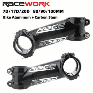 Racework คอแฮนด์รถจักรยาน อะลูมิเนียม 80 90 100 มม. 6 17 20 องศา สําหรับแฮนด์รถจักรยานเสือภูเขา 31.8 มม. 28.6 มม.