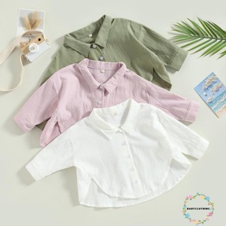 Babyclothes-เสื้อเชิ้ตแขนสั้น คอปก สีพื้น ติดกระดุม แฟชั่นฤดูร้อน สําหรับเด็กวัยหัดเดิน