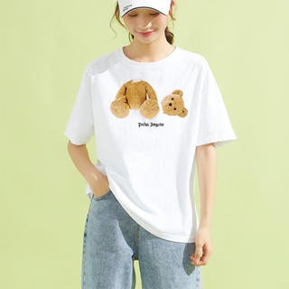 Short Sleeve T-Shirt White And Black Teddy Bear Print Hip-Hop Style Street For Women And Men._02