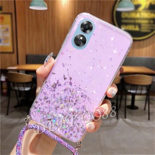 ใหม่ พร้อมส่ง เคสโทรศัพท์มือถือ TPU นิ่ม แบบใส ปิดด้านหลัง ลายกลิตเตอร์ พร้อมสายคล้องคอ สําหรับ OPPO Reno8 T 5G 4G 2023 Reno 8 8T Reno8T