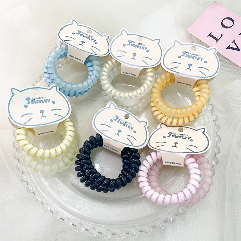 2 ชิ้น ผู้หญิง ใหม่ ยางรัดผม ในการ์ด สีลูกกวาด ใส ฝ้า โทรศัพท์ ลวด ยางรัดผม ที่เรียบง่าย และไร้รอยต่อ สายหนัง เชือกคาดศีรษะ เครื่องประดับผม