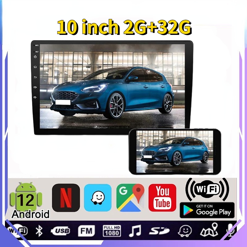 จอแอนดรอยด์ติดรถยนต์ [10inch 2+32G] วิทยุติดรถยนต์ แอนดรอยด์ 12 เครื่องเล่นวิทยุ FM GPS Wifi บลูทูธ EQ USB 10.1 นิ้ว 2Din Android 12.0 สําหรับรถยนต์ จอแอนดรอยด์ติดรถยนต์ toyota isuzu จอแอนดรอย
