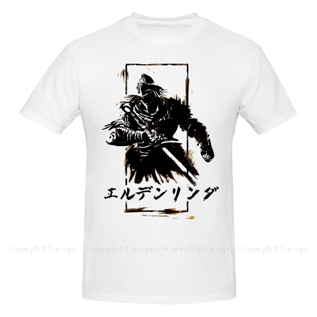 เสื้อยืดคอกลม ผ้าฝ้าย พิมพ์ลาย Elden Ring แบบดั้งเดิม สําหรับผู้ชาย