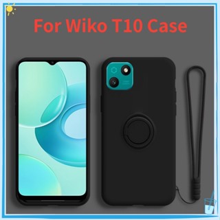 เคสโทรศัพท์มือถือ TPU นิ่ม กันกระแทก พร้อมแหวนแม่เหล็ก และสายคล้อง สําหรับ Wiko T10