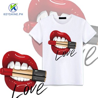 KS sexy women love red lip shirt T-shirt clothing womens short-sleeved T-shirt cut shirt T-shirt wo_12