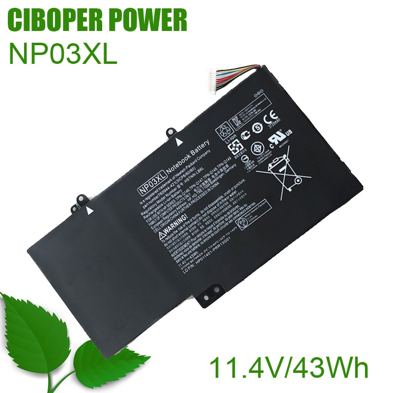 CP ของแท้แบตเตอรี่แล็ปท็อป NP03XL 11.4V/43Wh สำหรับ X360 13-A010DX TPN-Q146 TPN-Q147 TPN-Q148 HSTNN-
