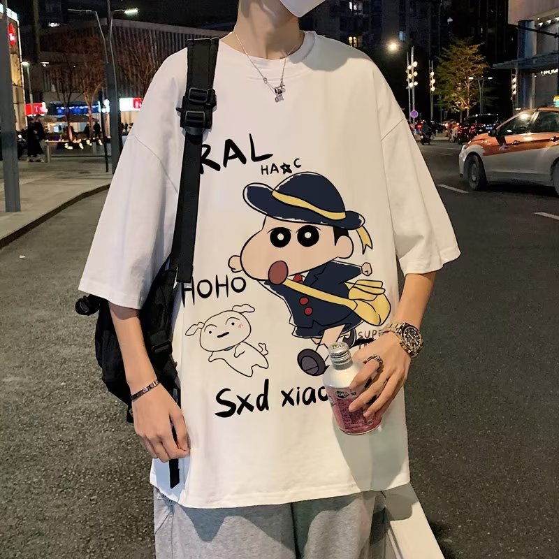 【M-5XL】เสื้อยืดคอกลม แขนสั้น พิมพ์ลาย สไตล์เกาหลี ฮิปฮอป สตรีท โอเวอร์ไซซ์ สําหรับผู้ชาย ทุกเพศ