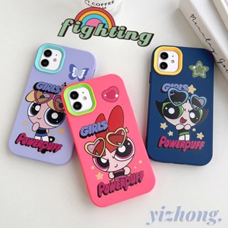 เคสโทรศัพท์มือถือ TPU นิ่ม กันรอยขีดข่วน กันฝุ่น ลายการ์ตูน Powerpuff Girl สีแคนดี้ สําหรับ iphone 14PM 11 13 12 Pro Max 3 in 1