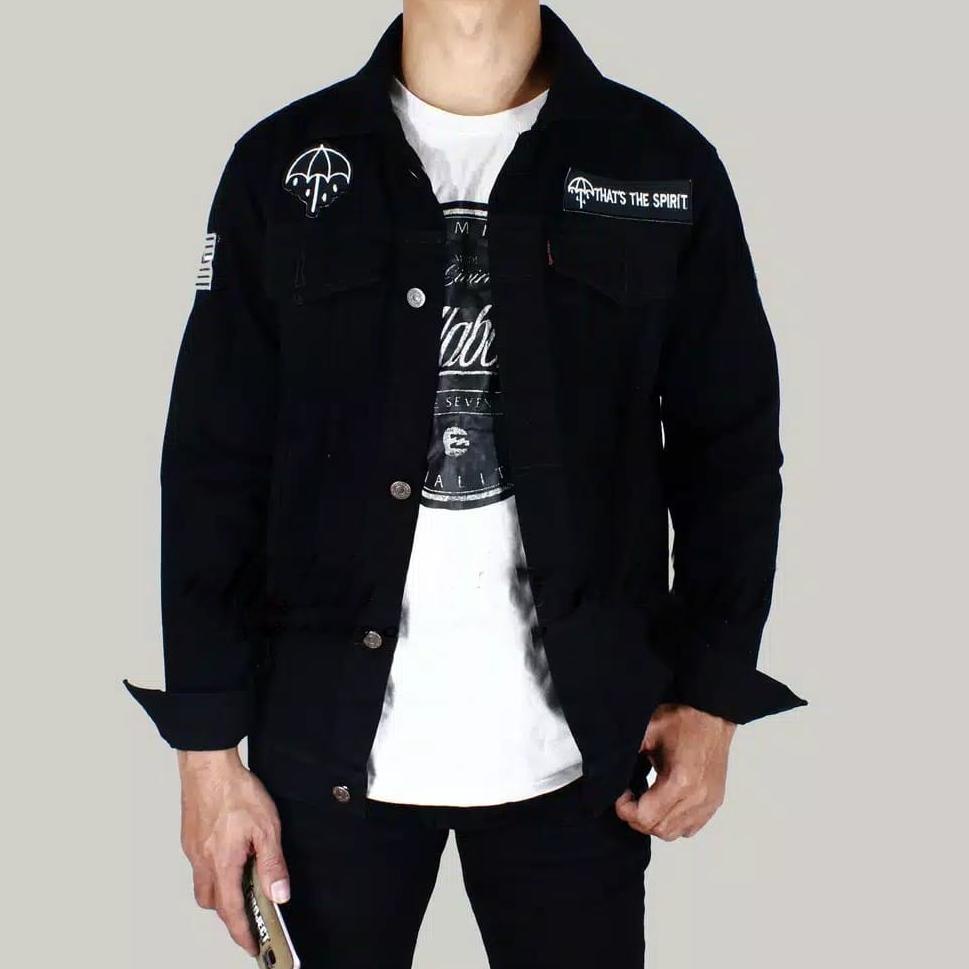 RECOMMENDED Mens ปัก Jean Jacket / Emblem Band Jean Jacket - Nirvana / The Beatles / BMTH
