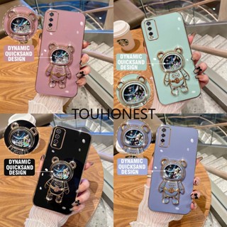 เคส Vivo Y20 เคส Vivo Y76 เคส Vivo Y77 เคส Vivo Y77E Case Vivo Y70S Y70T Case Vivo Y52S Y31S Case Vivo Y76S Case Vivo S5 S6 Case Vivo S7 Case Vivo Z5X Cover Glitter Liquid Quicksand Astronaut Bracket Soft Phone Case โทรศัพท์มือถือนิ่ม ลายนักบินอวกาศ