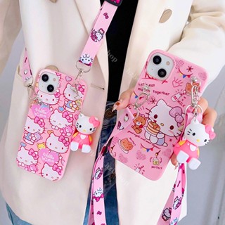 เคสโทรศัพท์มือถือแบบนิ่ม ลายการ์ตูนคิตตี้ พร้อมสายคล้อง สําหรับ VIVO Y16 Y02S Y35 Y76 Y73 Y22 Y22S Y21 Y33S Y51 Y31 Y15S Y15A Y01 Y20 Y20S Y12S Y17 Y15 Y12 Y11