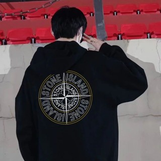 STONE ISLAND เสื้อกันหนาวแขนยาวลําลอง พิมพ์ลายเข็มทิศ ขนาดใหญ่ แฟชั่นสําหรับผู้ชาย และผู้หญิง