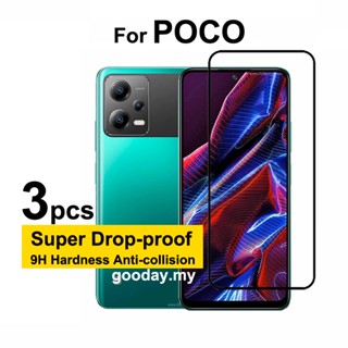 ฟิล์มกระจกนิรภัยกันรอยหน้าจอ POCO X5 สําหรับ Xiaomi POCO X5 X4 X3 M4 M3 Pro M5 M5s F4 F3 X4 GT C50 C40 RedmI Note 11s 11 Pro Plus 5G 3 ชิ้น