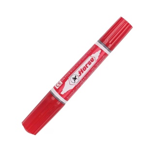 HOMEHAP ตราม้า ปากกาเคมี 2 หัว สีแดง ปากกา