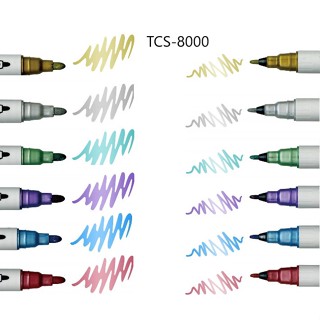 ZIG Clean Color F ปากกาสีเมทัลลิค Metallic TCS-8000 2 หัว (0.5 มม./1.2 มม.)