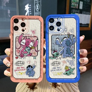 เคสป้องกันโทรศัพท์มือถือ ลาย Stitch ขอบสี่เหลี่ยม สําหรับ Samsung Galaxy S23 Ultra S23+ A24 A04E A04 4G A14 A34 A54 5G A11 A50 M12