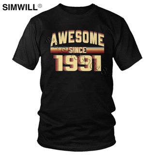 Cool Awesome Since 1991 T-Shirt Mens Printed Eco Russian cotton T Shirt O-Neck Short Sleeved Vintage 29 Years Old _03