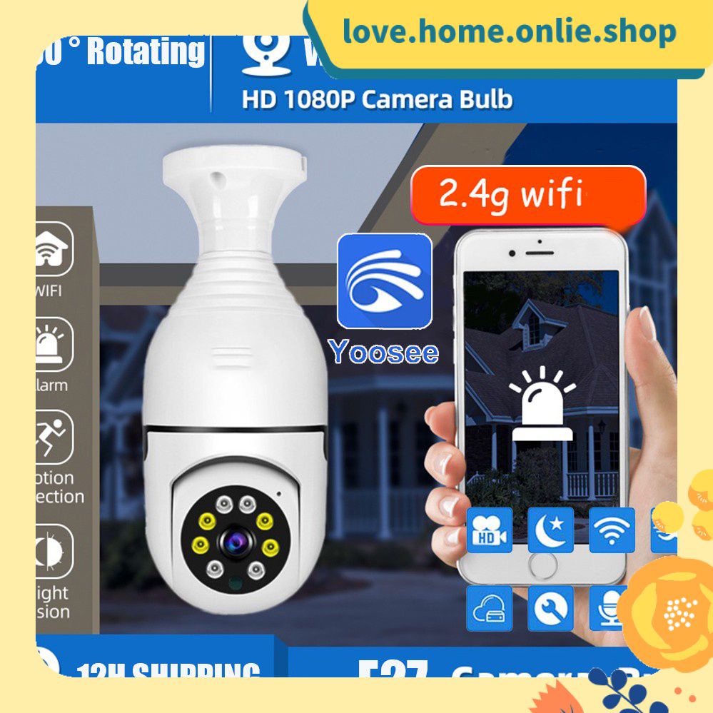 กล้องวงจรปิดไร้สาย wifi ip hd 360 องศา Spy Night Vision ไมโครโฟนลําโพงกล้องรักษาความปลอดภัยระยะไกลโคมไฟ Yoosee APP