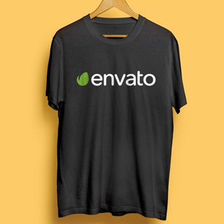 เสื้อยืดแขนสั้น ผ้าฝ้าย พิมพ์ลายโลโก้ Envato