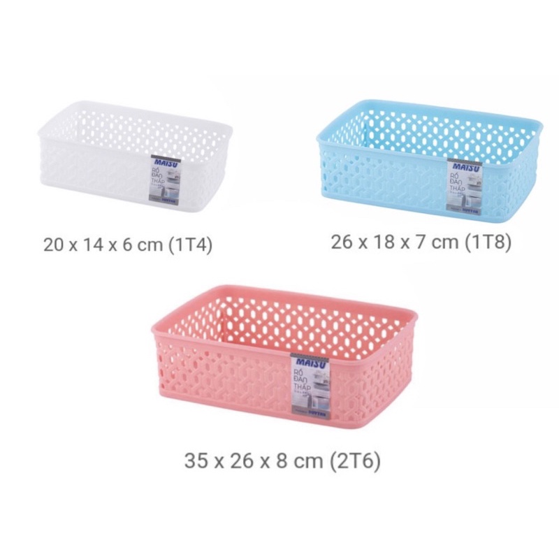 DUY TAN LOW KNITTED ตะกร้าพลาสติก - (1T4, 1T8, 2T6)_ จัดส่งสีสุ่ม