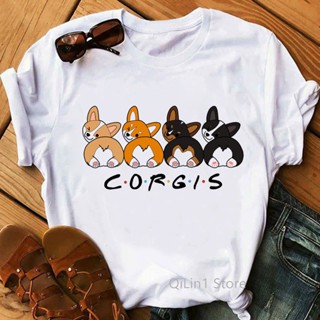 Cartoon Corgis Funny Graphic T Shirt Women Girls Cute Top T-Shirts Dog Lover Birthday Gift Tshirt_04