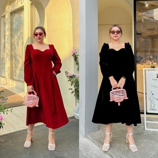 Lady M | Velvet dress M เดรสกำมะหยี่ใส่เที่ยวสาวอวบ plusize